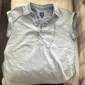 GAP Denim Lace-Up Sleeveless Top
